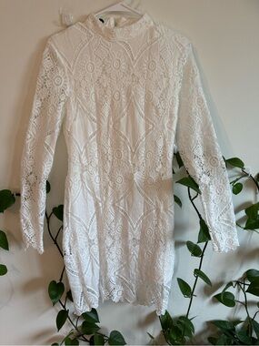 White Floral Crochet Lace Dress